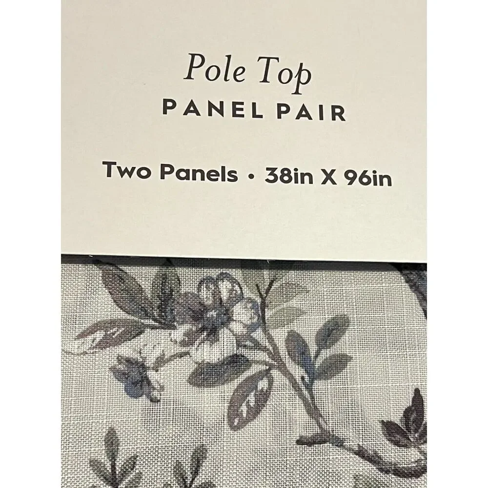 Laura Ashley Belvedere Peacock Curtains 2 Panels Navy Blue Green Ivory 38”x 96”